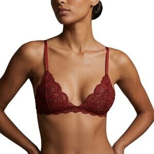Free People We Are HAH Chi Bralette Maroon Lace Wireless Women Small NWT